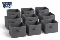 SPOT ON DEALZ Set of 9Grey Woven Storage Baskets Cube Organizer Shelf Bin for Closet in Grey - thumbnail 6