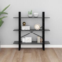 Berkfield Home Book Cabinet Grey 100x30x105 cm Engineered Wood - Size: 100 x 30 x 105 cm - thumbnail 4