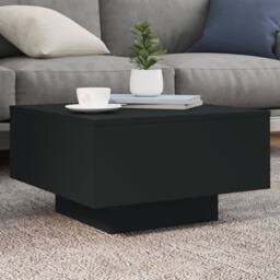 Berkfield Home Modern Coffee Table with LED Lights Black 55x55x31 cm - Size: 55 x 55 x 31 cm - thumbnail 2