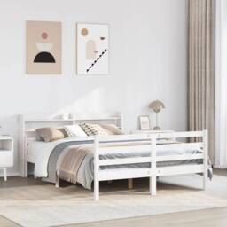 Berkfield Home Beautiful Bed Frame with Headboard without Mattress White 140x200 cm - thumbnail 2