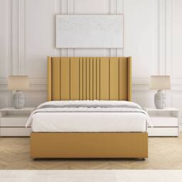 "BSSPOKE Charlotte Divan Bed Plush 54""Headboard 2Drawers Footend & No Mattress in Mustard - Size: Super King" - thumbnail 3