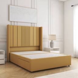 "BSSPOKE Charlotte Divan Bed Plush 54""Headboard 2Drawers Footend & No Mattress in Mustard - Size: Super King" - thumbnail 2