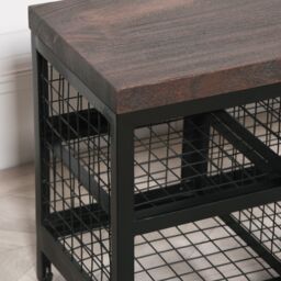 Glasstone Black Metal Storage Bench with Wooden Top in Chocolate - thumbnail 3