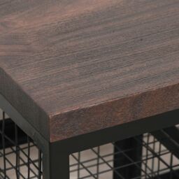 Glasstone Black Metal Storage Bench with Wooden Top in Chocolate - thumbnail 4