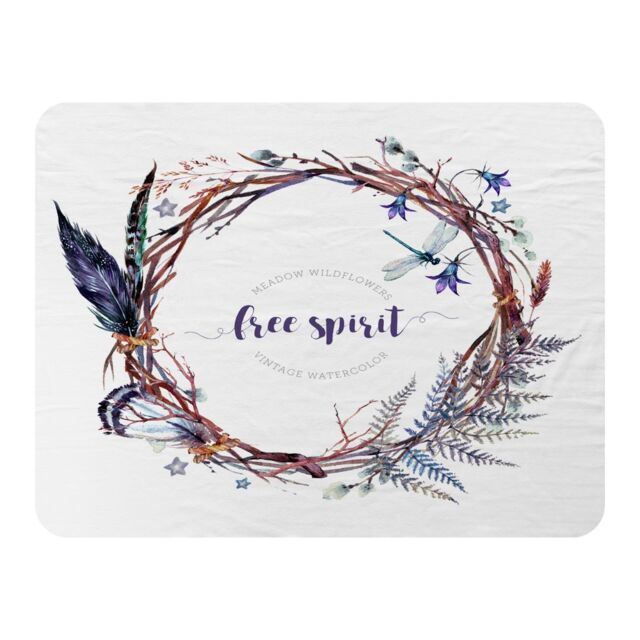Benjamin Tate Design Watercolor Boho Wreath Blanket in Natural - Size: 120 cm x 150 cm - image 1
