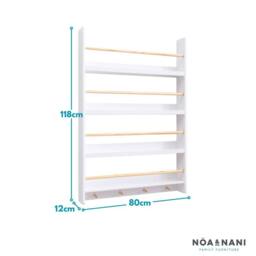 Nöa and Nani Elene Display Wide & Large Shelf Bookcase Wall Mounted & 4 Coathooks in White - thumbnail 4