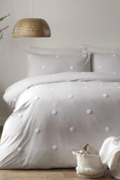 Appletree 'Dot Garden' 100% Cotton Embellished Duvet Cover Set in Silver - Size: King - thumbnail 1