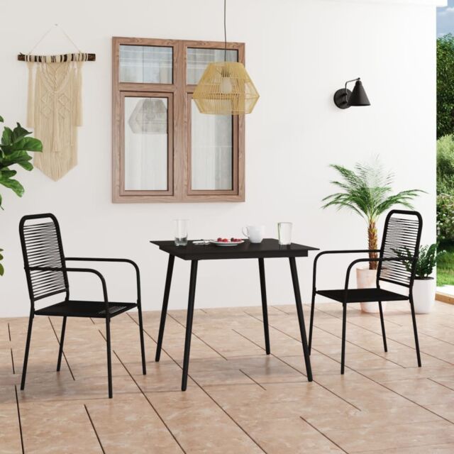 Berkfield Home 3 Piece Garden Dining Set Cotton Rope & Steel Black - image 1