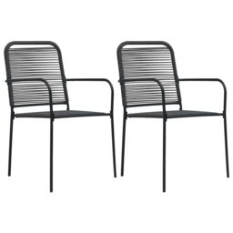 Berkfield Home 3 Piece Garden Dining Set Cotton Rope & Steel Black - thumbnail 6