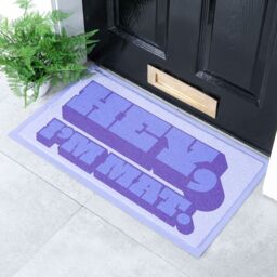 Artsy Mats Hey I'm Mat Indoor & Outdoor Doormat - 70x40cm in Purple - Size: 40 cm x 70 cm - thumbnail 1