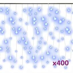 Berkfield Home LED Curtain Icicle Lights 10m 400 LED Blue 8 Function - thumbnail 2