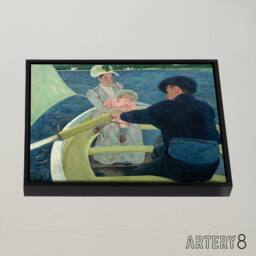 "Artery8 Mary Cassatt The Boating Party Framed Canvas Wall Art Print in Blue - Size: W12"" x H16""" - thumbnail 2