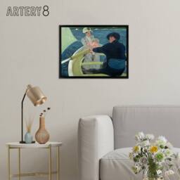 "Artery8 Mary Cassatt The Boating Party Framed Canvas Wall Art Print in Blue - Size: W12"" x H16""" - thumbnail 3