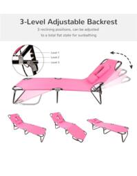 Groundlevel Garden sun lounger with Padded Headrest & Face Hole in Pink - thumbnail 2