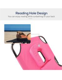 Groundlevel Garden sun lounger with Padded Headrest & Face Hole in Pink - thumbnail 4