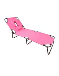 Groundlevel Garden sun lounger with Padded Headrest & Face Hole in Pink - thumbnail 1