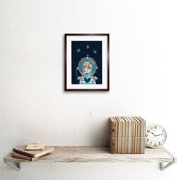 "Artery8 Wall Art Print Laika Russian Space Dog Framed Art in Brown - Size: W7"" x H9""" - thumbnail 2