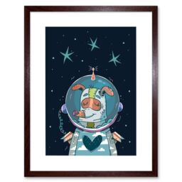 "Artery8 Wall Art Print Laika Russian Space Dog Framed Art in Brown - Size: W7"" x H9""" - thumbnail 1