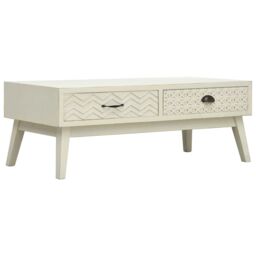 Berkfield Home Coffee Table with 2 Drawers Carving Grey 110x50x40 cm Wood - Size: 110 x 50 x 40 cm
