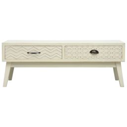 Berkfield Home Coffee Table with 2 Drawers Carving Grey 110x50x40 cm Wood - Size: 110 x 50 x 40 cm - thumbnail 2