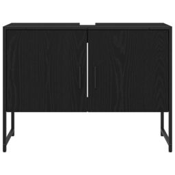 Berkfield Home Bathroom Sink Cabinet Black Oak 80x33x60 cm Engineered Wood - Size: 80 x 33 x 60 cm - thumbnail 6