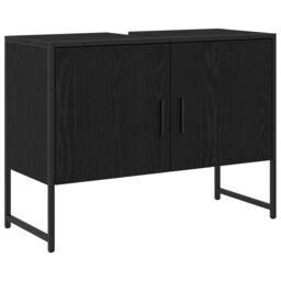 Berkfield Home Bathroom Sink Cabinet Black Oak 80x33x60 cm Engineered Wood - Size: 80 x 33 x 60 cm - thumbnail 2