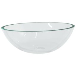 Berkfield Home Basin Glass 50x37x14 cm Transparent in Black - Size: 50 x 37 x 14 cm - thumbnail 2
