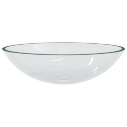 Berkfield Home Basin Glass 50x37x14 cm Transparent in Black - Size: 50 x 37 x 14 cm - thumbnail 3