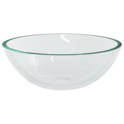 Berkfield Home Basin Glass 50x37x14 cm Transparent in Black - Size: 50 x 37 x 14 cm - thumbnail 4