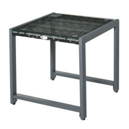 OUTSUNNY Rattan End Table Side Coffee Desk w/ Adjustable Foot Pads for Patio Garden in Grey - thumbnail 2
