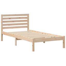 Berkfield Home Elegant with Headboard Brown 75 x 190 cm Solid pine wood in Light Tan - thumbnail 3