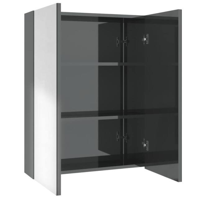 Berkfield Home Bathroom Mirror Cabinet 60x15x75 cm MDF Shining Grey - Size: 60 x 15 x 75 cm - image 1