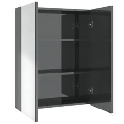 Berkfield Home Bathroom Mirror Cabinet 60x15x75 cm MDF Shining Grey - Size: 60 x 15 x 75 cm - thumbnail 1