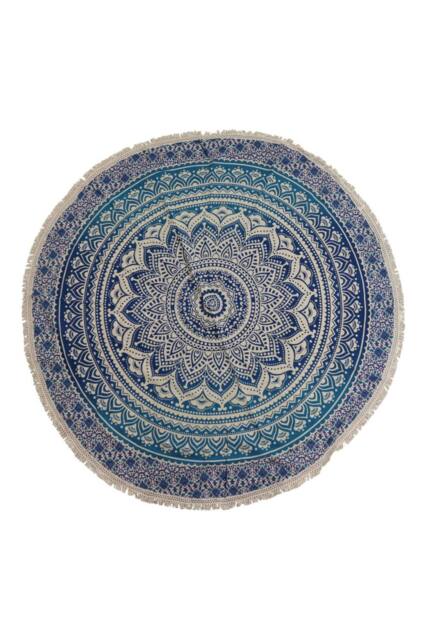 KDMD Blue Mandala Roundie Cotton Wall Decor - 130cm, Boho & Meditation Mat - Size: Medium - image 1