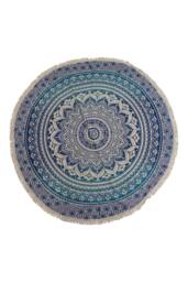 KDMD Blue Mandala Roundie Cotton Wall Decor - 130cm, Boho & Meditation Mat - Size: Medium - thumbnail 1