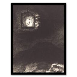 Artery8 Glimmering Head Suspended Redon Vintage Framed Wall Art Print in Grey - Size: A4 - thumbnail 1