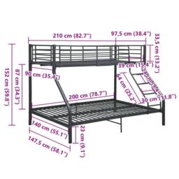 Berkfield Home Bunk Bed Frame Black Metal 140x200 cm/90x200 cm - thumbnail 8