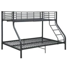 Berkfield Home Bunk Bed Frame Black Metal 140x200 cm/90x200 cm - thumbnail 2
