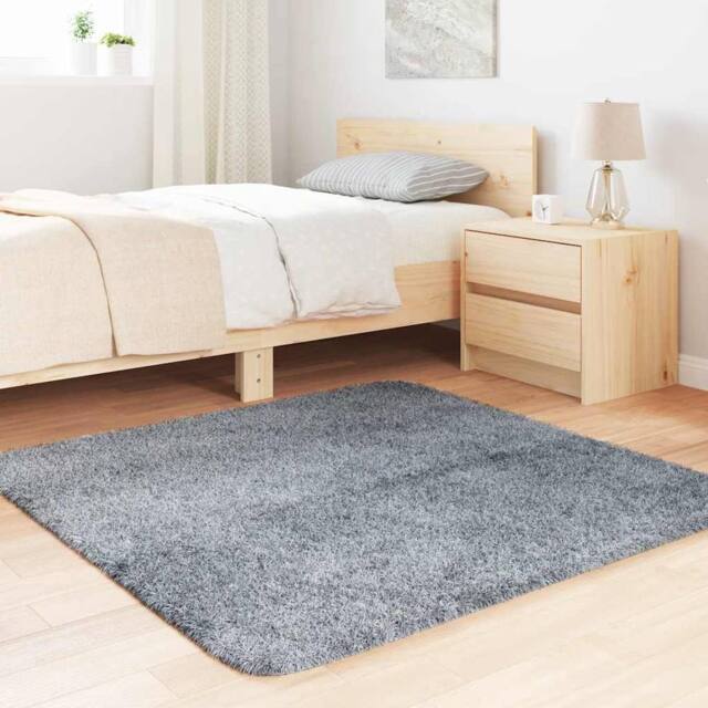 Berkfield Home Shaggy Rug High Pile NAVARRA Light Grey 120x120 cm Polyester - Size: Medium - image 1