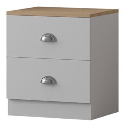 FWStyle 2 Drawer Bedside Chest Matt White Oak Top Bedroom Furniture - thumbnail 1