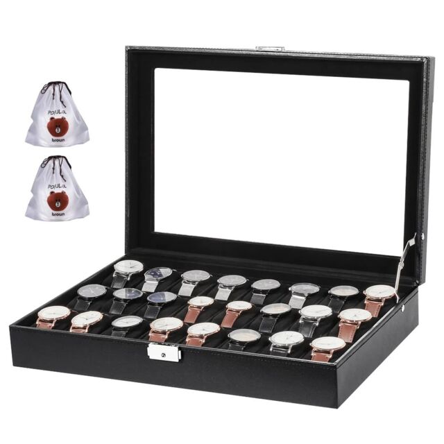 SPETLEK 24 Grids Watch Display Box Storage Case Jewelry Collection Holder in Black - image 1