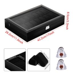 SPETLEK 24 Grids Watch Display Box Storage Case Jewelry Collection Holder in Black - thumbnail 2