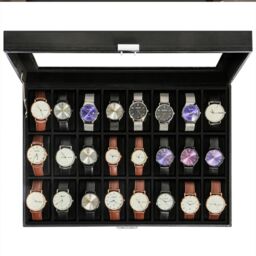 SPETLEK 24 Grids Watch Display Box Storage Case Jewelry Collection Holder in Black - thumbnail 4