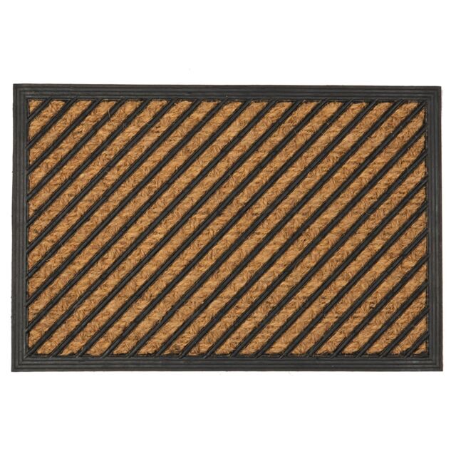 Nicola Spring Heavy Duty Door Mat - 60 x 40cm - Diagonal in Brown - Size: 40 cm x 60 cm - image 1
