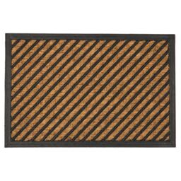 Nicola Spring Heavy Duty Door Mat - 60 x 40cm - Diagonal in Brown - Size: 40 cm x 60 cm - thumbnail 1
