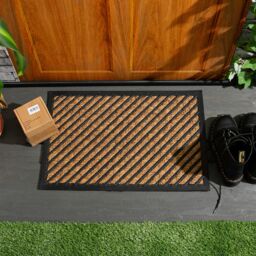 Nicola Spring Heavy Duty Door Mat - 60 x 40cm - Diagonal in Brown - Size: 40 cm x 60 cm - thumbnail 6