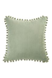Living and Home Polyester Cushion Cover with Pom-Pom Trim in Green - thumbnail 5