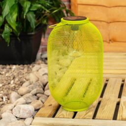 ValueLights Metal Mesh Basket Solar Powered Outdoor Garden Lantern Light in Bright Green - thumbnail 3