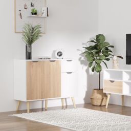 HOMCOM Cabinet Sideboard with Drawer Bedroom, Living Room, Home Office in Natural