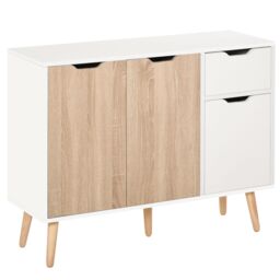 HOMCOM Cabinet Sideboard with Drawer Bedroom, Living Room, Home Office in Natural - thumbnail 2